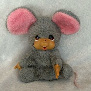 VTG 80s Russ Zuzu Mouse Plush Stuffed Animal Toy thumb sucker Rubber Face Taiwan